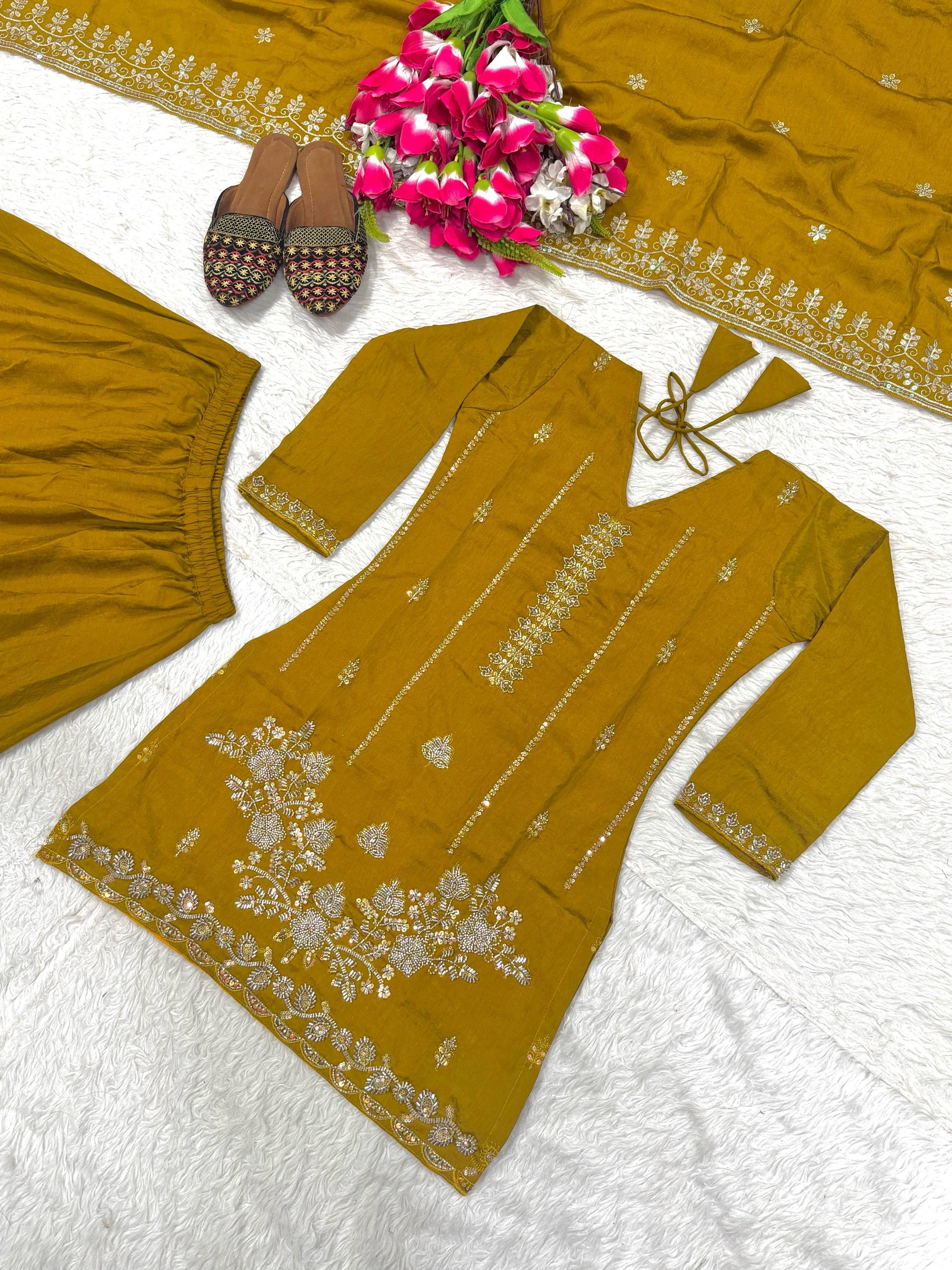 Radiant Ochre Zari-Crafted Silk Couture